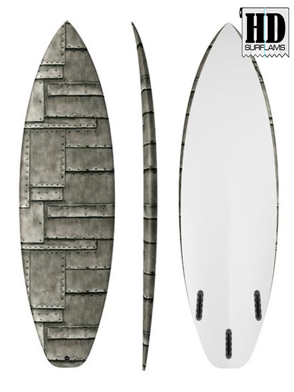 METAL PLATES INLAY ART PRINTED LAMINA SPECIAL FIBERCLOTH FOR SURFBOARD GLASS-IN POLY-RESIN