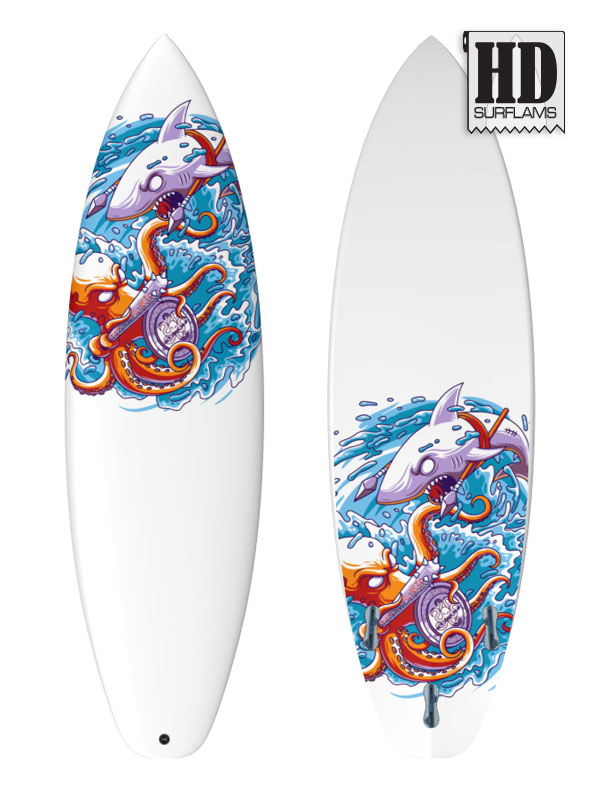 SHARK ATTACK SURFBOARD INLAY POLYESTER & EPOXY RESINS