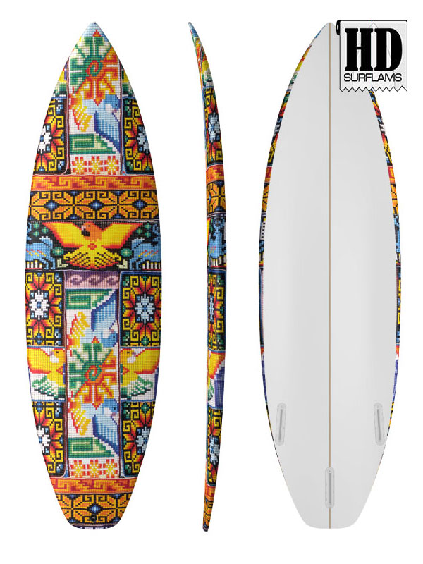 CHAKIRA HUICHOL SURFBOARD INLAY POLYESTER & EPOXY RESINS