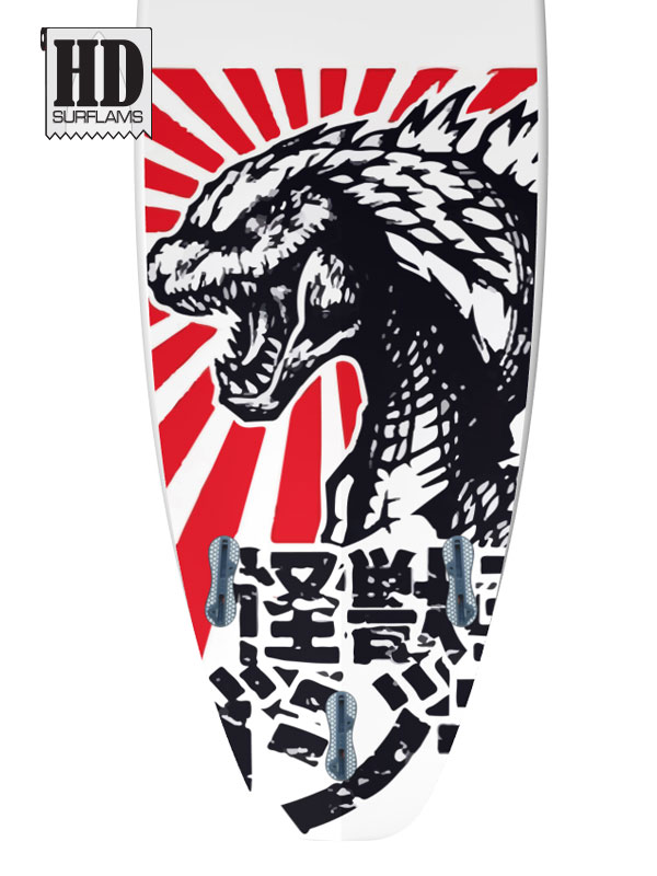HALF GODZILLA SURFBOARD INLAY POLYESTER & EPOXY RESINS