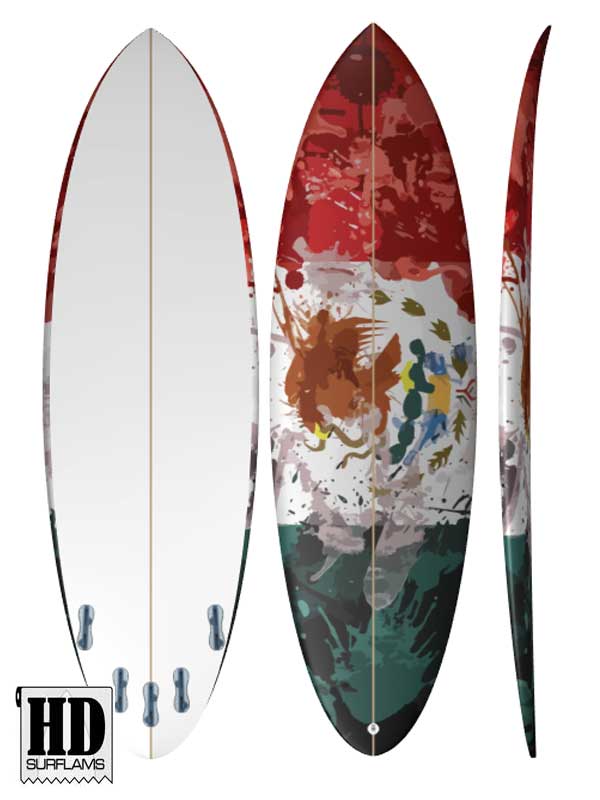 MEXICO FLAG INLAY PRINTED LAMINA ART FOR SURFBOARD POLY-RESINS
