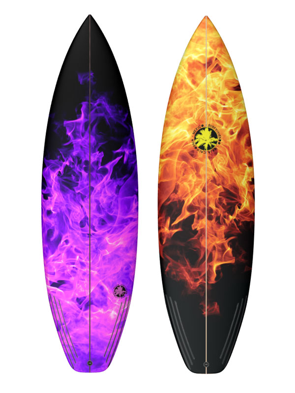 FLAMES SURFBOARD INLAY POLYESTER & EPOXY RESINS