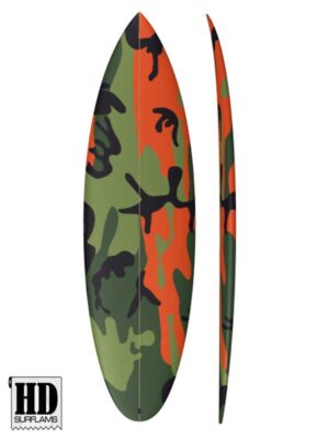 ORANGE CAMO INLAY PRINTED LAMINA ART FOR SURFBOARD POLY-RESINS