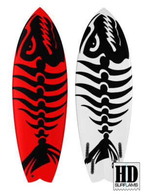 FISH STICK INLAY ART PRINTED LAMINA SPECIAL FIBERCLOTH FOR SURFBOARD GLASS-IN POLY-RESIN