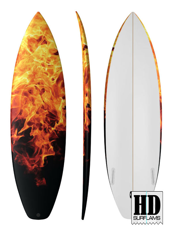 FLAMES INLAY ART PRINTED LAMINA SPECIAL FIBERCLOTH FOR SURFBOARD GLASS-IN POLY-RESIN