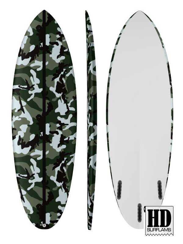 HS CAMO INLAY ART PRINTED LAMINA SPECIAL FIBERCLOTH FOR SURFBOARD GLASS-IN POLY-RESIN