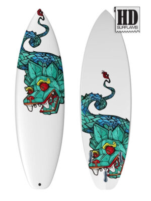 QUETZALCOATL INLAY ART PRINTED LAMINA SPECIAL FIBERCLOTH FOR SURFBOARD GLASS-IN POLY-RESIN