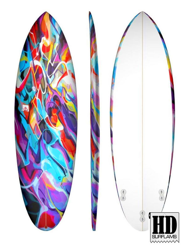 VERNIER STATION INLAY ART PRINTED LAMINA SPECIAL FIBERCLOTH FOR SURFBOARD GLASS-IN POLY-RESIN