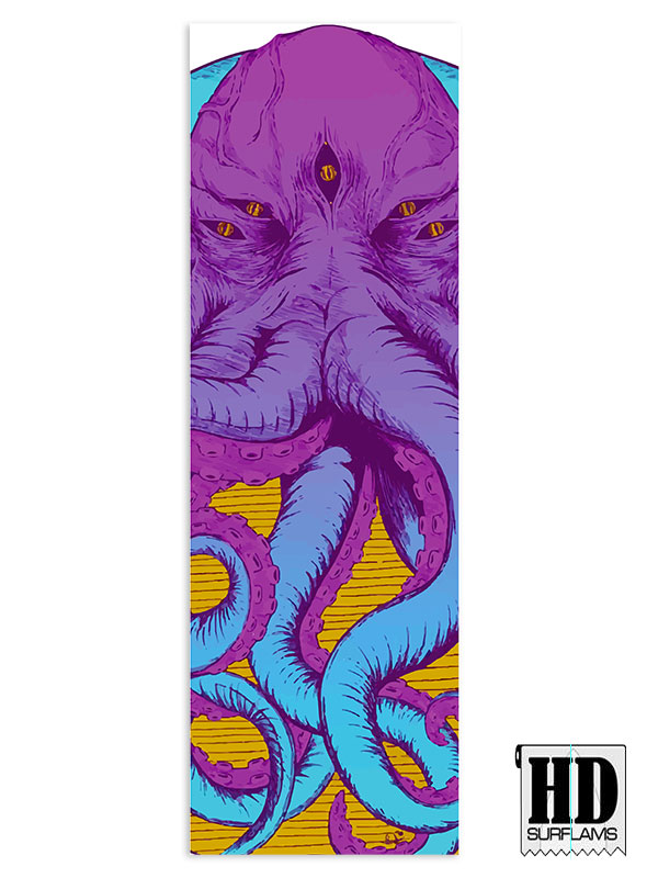 ELECTRIC OCTOPUS INLAY ART PRINTED LAMINA SPECIAL FIBERCLOTH FOR SURFBOARD GLASS-IN POLY-RESIN - Image 2