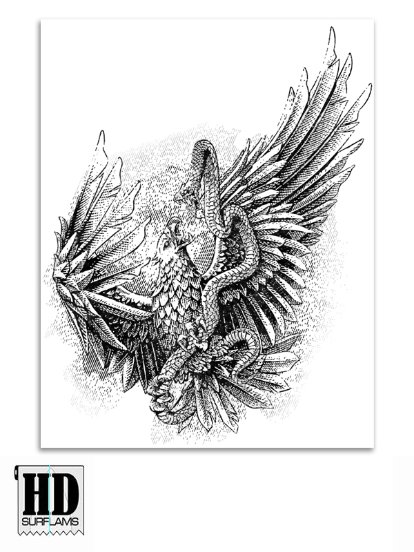 GOLDEN EAGLE INLAY ART PRINTED LAMINA SPECIAL FIBERCLOTH FOR SURFBOARD GLASS-IN POLY-RESIN - Image 2