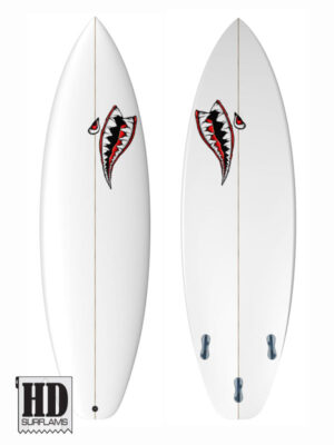 SHARK MOUTH SET OF 4 INLAY ART PRINTED LAMINA SPECIAL FIBERCLOTH FOR SURFBOARD GLASS-IN POLY-RESIN