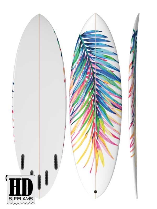 COLOR PALMS INLAY ART PRINTED LAMINA SPECIAL FIBERCLOTH FOR SURFBOARD GLASS-IN POLY-RESIN