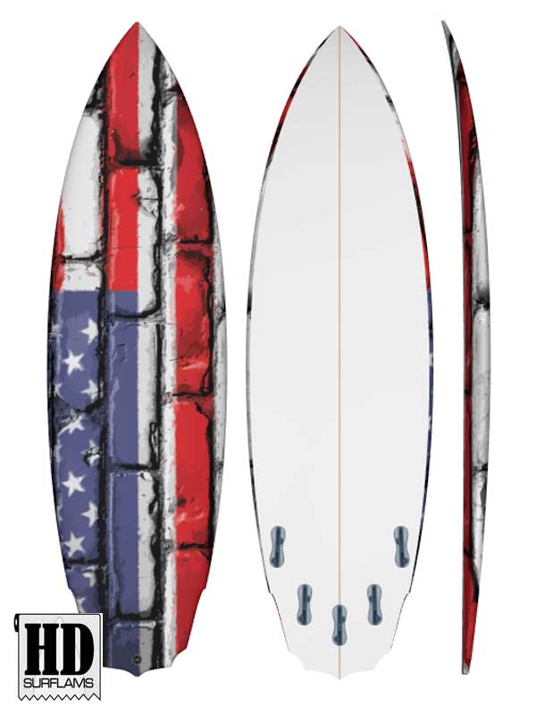 USA FLAG 2 INLAY PRINTED LAMINA CLOTH ART FOR SURFBOARD POLY-RESINS