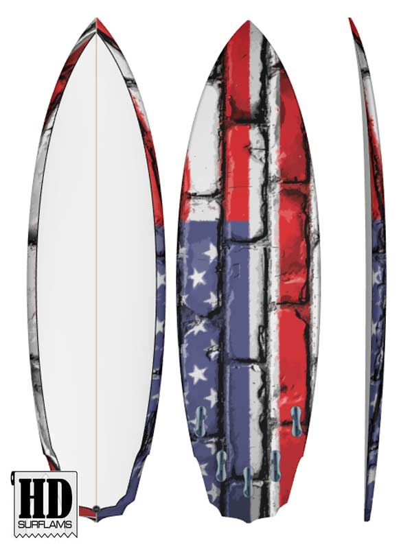 USA FLAG 2 INLAY PRINTED LAMINA CLOTH ART FOR SURFBOARD POLY-RESINS - Image 2