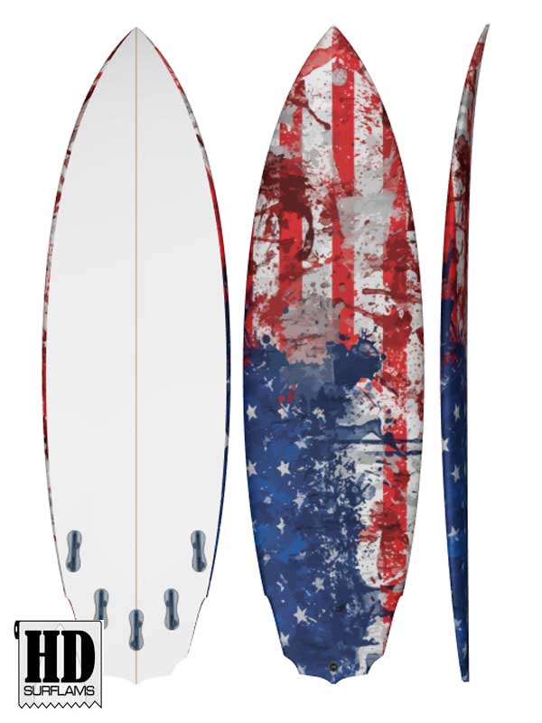 USA FLAG INLAY PRINTED LAMINA CLOTH ART FOR SURFBOARD POLY-RESINS - Image 2